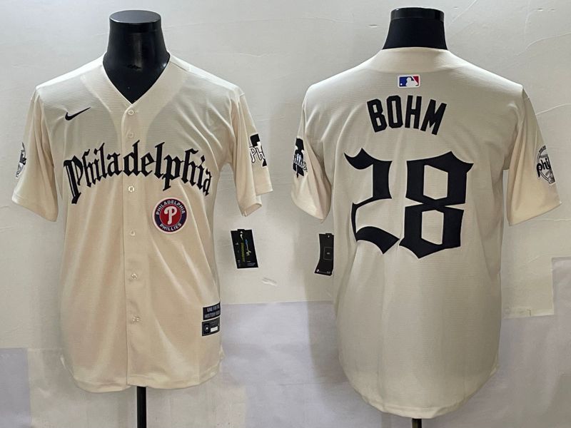 Men 2025 Philadelphia Phillies #28 Bohm Cream Five generations Joint Name Nike MLB Jersey style 6